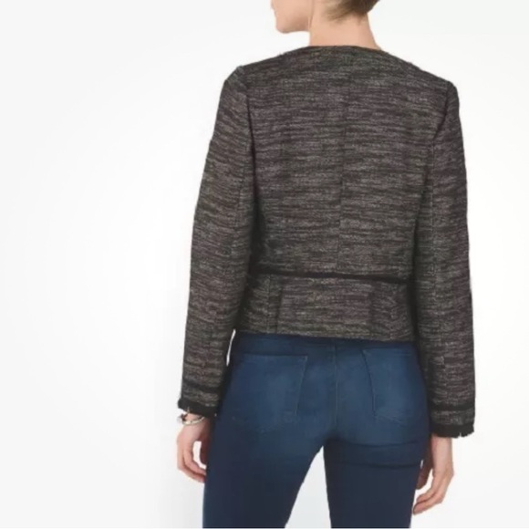 Vince Black Leather Trim Boucle Jacket Size 2 - Picture 8 of 16